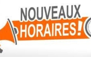 Modification des horaires d'entraînements extérieur encadrés