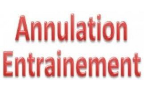 Annulation entraînements ce mercredi 15 janvier 2020